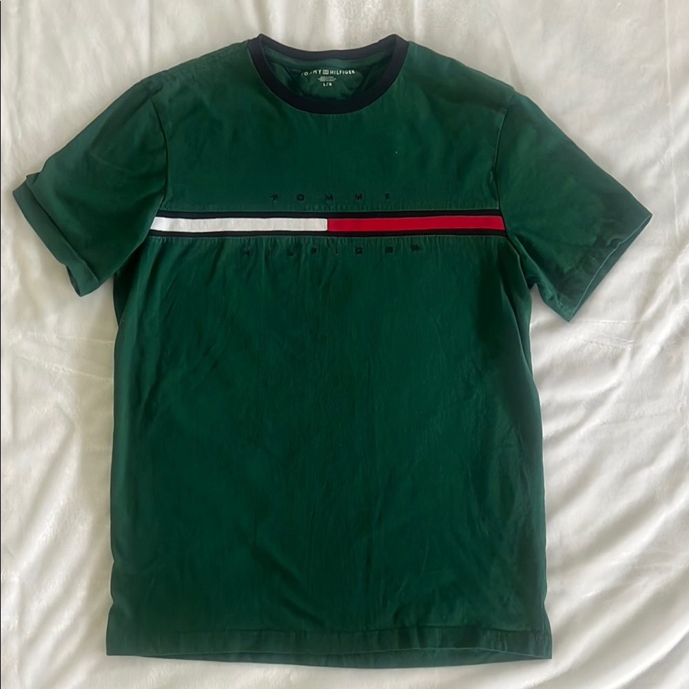 Tommy Hilfiger Big Flag Green Short Sleeve Size Large